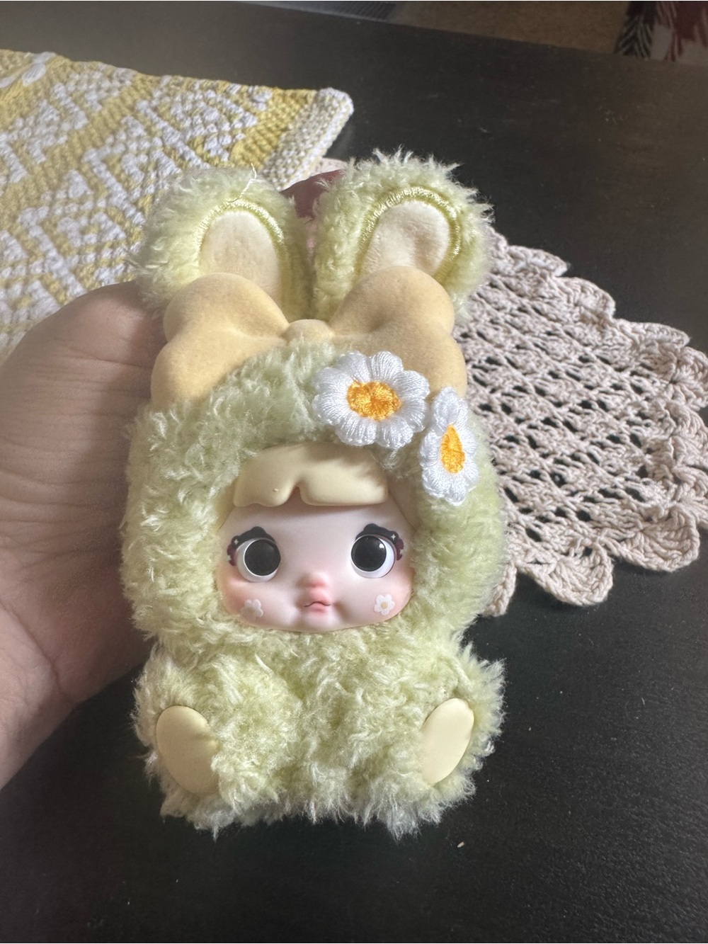 Sanrio Plush Bunny Doll in Pale Yellow with Daisy Accents
